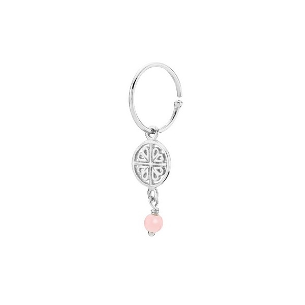 Sistie - Balance creol i sølv med pink perle**